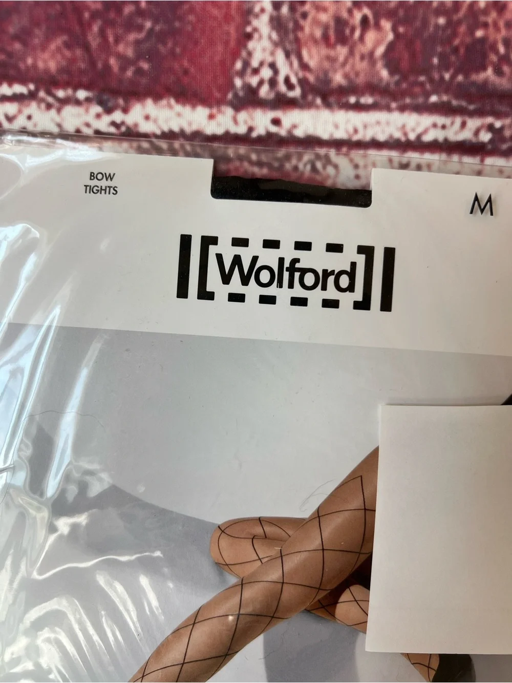 Wolford Elegant Lolita Tights Black Large Diamond Bow Pattern M NIP